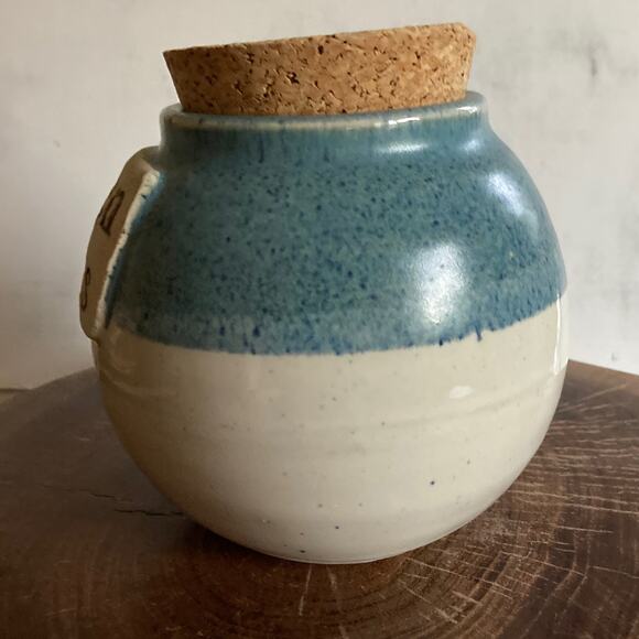 GREENS FEES JAR Ceramic Pottery Cork Stopper Golf Rustic Farmhouse Money Bank - Picture 2 of 10